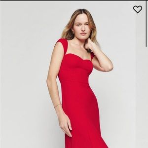 Red reformation dress cap sleeves size 10